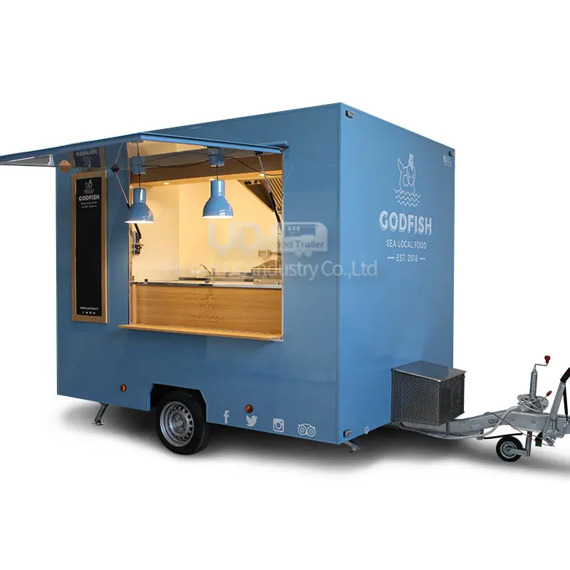 New Design Small Size Food Cart Fully Equipment Kitchen Trailer Cookie Ice Cream Cart Breakfast Food Truck