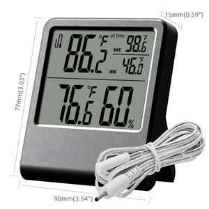 Indoor and Outdoor <strong>Thermometer</strong> Hygrometer <strong>with</strong> Clock <strong>Function</strong> Portable <strong>Thermometer</strong> <strong>with</strong> Probe - Product Image 2