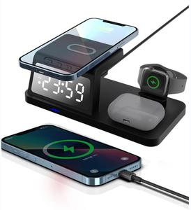5 in 1 kablosuz şarj standı ile çalar saat hızlı şarj kablosuz şarj istasyonu iPhone için Apple için Airpods için izle - Product Image 6