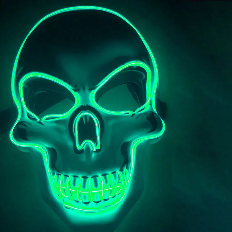 SUNJET 2024 Fiesta de Halloween Máscara de esqueleto Máscara facial de terror EL Wire Máscara LED remota