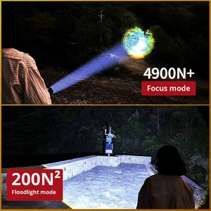 Chiến thuật LED hiển thị điện đèn pin với USB sạc ABS cơ thể không thấm nước cho cắm trại và sử dụng ngoài trời - Product Image 4