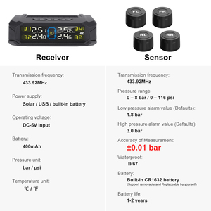 Solar Power TPMS External <strong>Sensor</strong> Universal Tyre Digital LCD <strong>Display</strong> Tire Pressure Monitoring <strong>System</strong> for MPV Off-road Van - Product Image 5