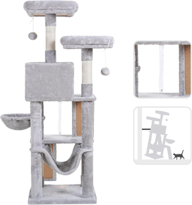 Acogedor interior <span class=keywords><strong>Cat</strong></span> <span class=keywords><strong>Tree</strong></span> Tower Multi-Level <span class=keywords><strong>Cat</strong></span> Furniture Condo con percha de felpa acolchada y rascador - Product Image 2