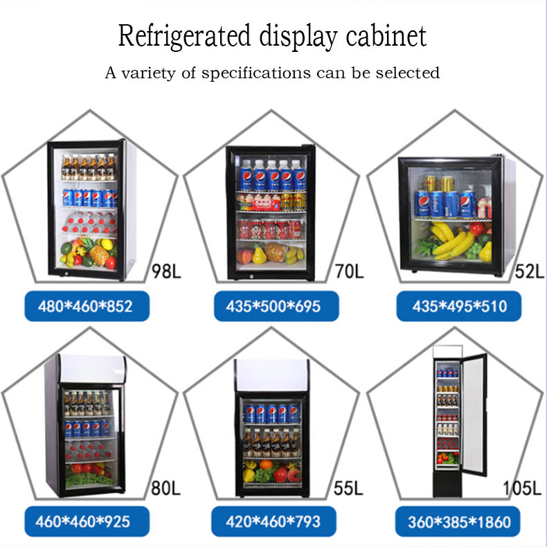 80L color injected beverage can refrigerated showcase countertop display fridge