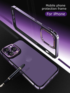 Metal paslanmaz çelik sınır kamera ile telefon kılıfı darbeye Metal çerçeve koruyucu telefon kapak iPhone 15 14 Pro Max - Product Image 3