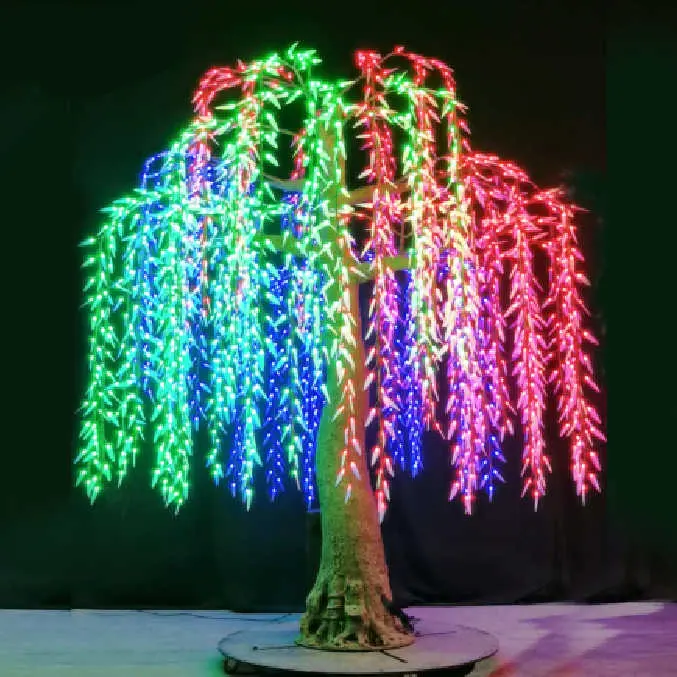 Decoração ao ar livre Ip65 Rich Colors Park Led Light String Artificial Iluminado Weeping Willow Tree Iluminação
