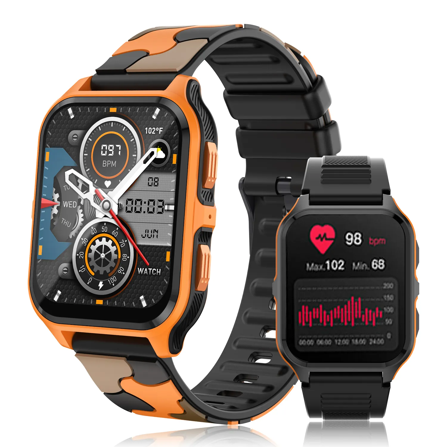 2024 Outdoor Sport Smartwatch Voor Mannen V73 Bloeddruk 3atm Waterdichte Hardloopoproep Digitale Sporthorloges