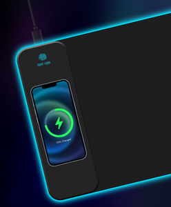 Wireless Charging Gaming Mouse Pad with RGB Light 15W Fast Charging Dazzle Color Oversized <strong>Keyboard</strong> Lock Edge Table Mat - Product Image 6