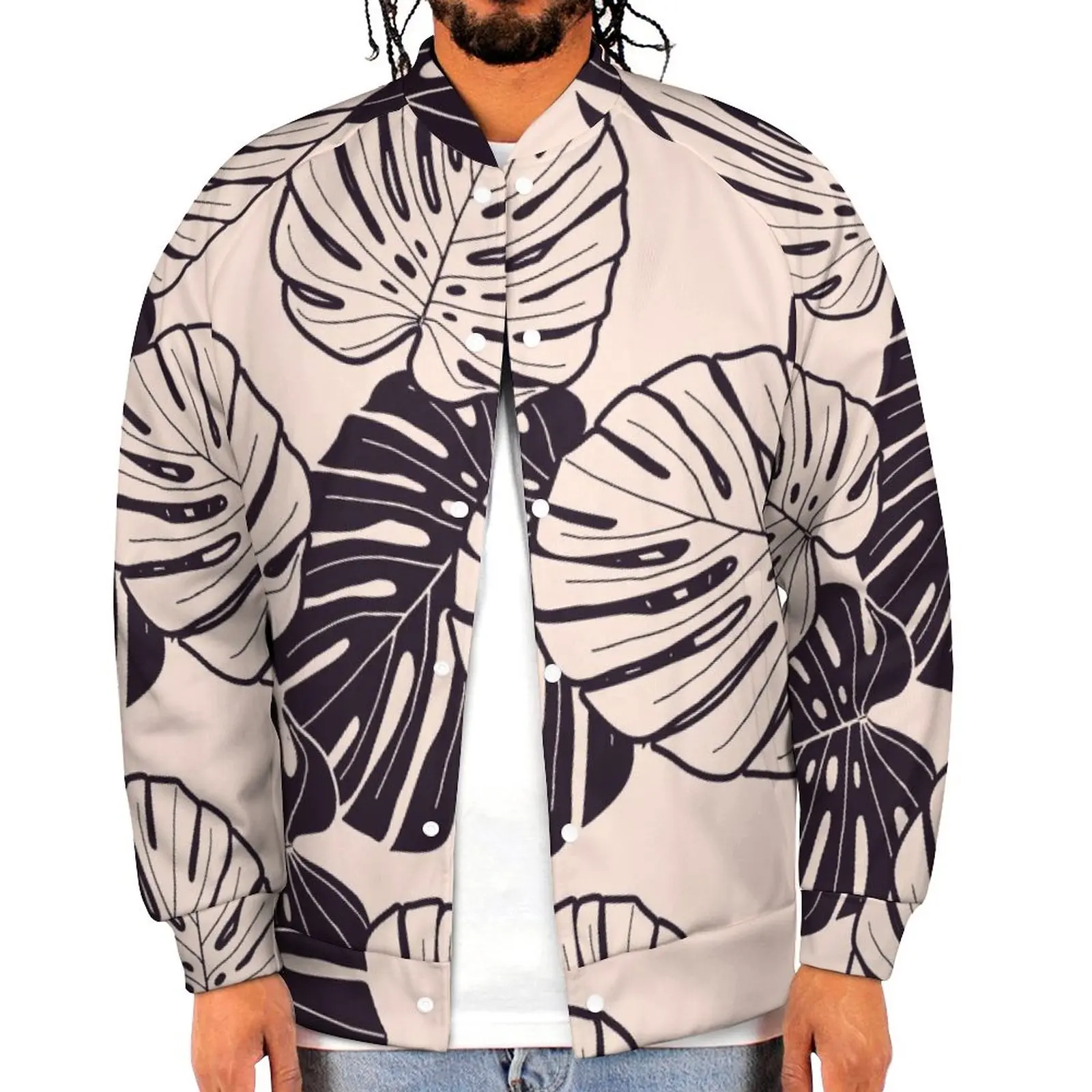 winter products 2022 bomber jacket men hawaii monstera leaf print Baseball Jacket plus size 7XL casual cool outdoor sportswear