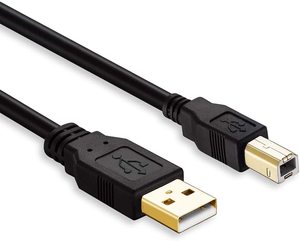 24k镀金黑色公对公480 Mbps USB a至B电缆聚氯乙烯护套2.0 USB打印机数据线高效打印 - Product Image 1
