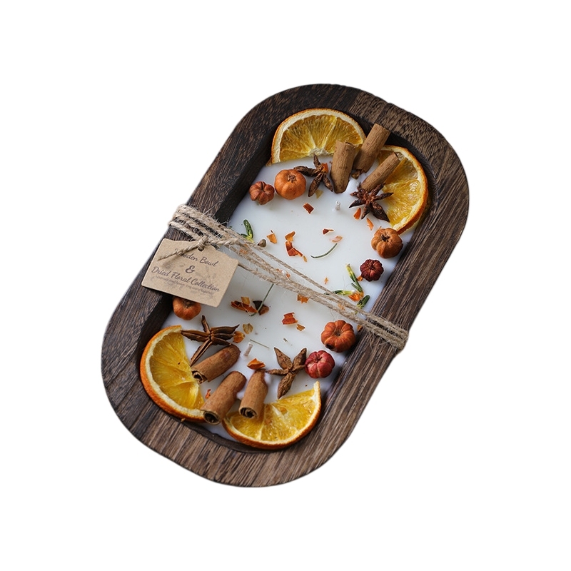 Long Wooden Bowl - Orange