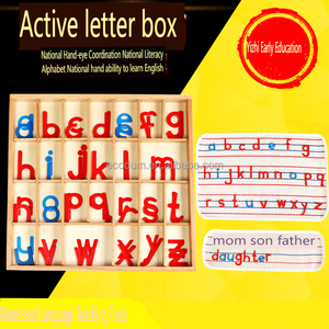 Montessori תיבת אלפבית נייד עם שטיח preschool איות לימוד שפה תיבת צעצוע אדום & כחול
