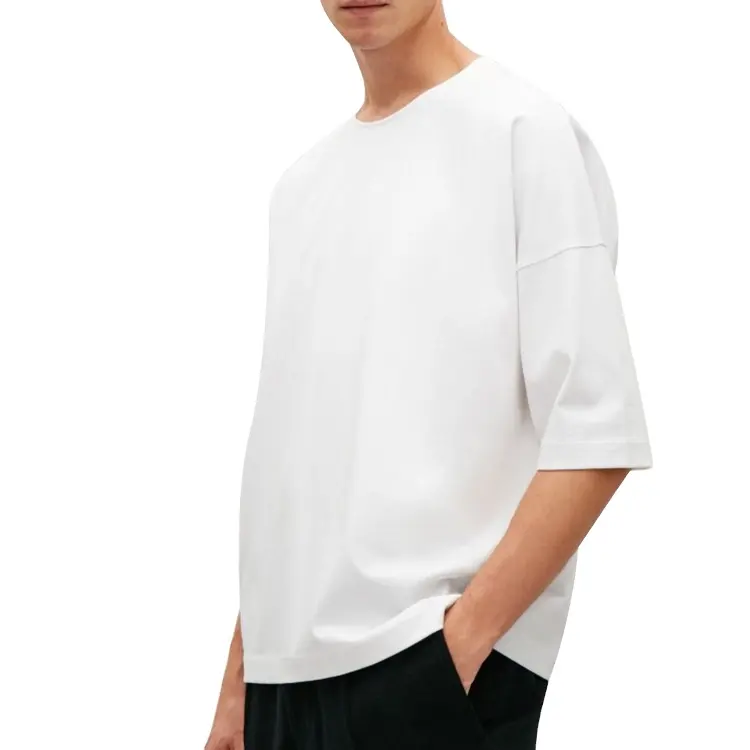 Camiseta de manga larga para hombre, camisa blanca de gran tamaño, a la moda, 3/4