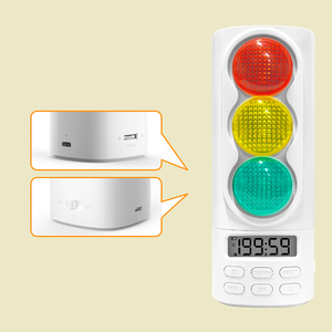 Bulk Order Modern Round Traffic <strong>Light</strong> <strong>LCD</strong> Display <strong>Timer</strong> for Kids Countdown Alarm with Visual Effect Plastic Material