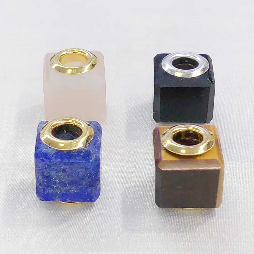 Accessori di gioielli fatti a mano popolari fai-da-te materiale di pietre preziose naturali cubo di pietra quadrato multicolore perline sciolte per la fabbricazione di braccialetti