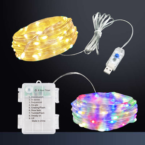 USB 5Meter Fernbedienung Lichterkette LED Draht Licht Weihnachten Hochzeit Batterie kasten Dekoration bunte Camping Streifen