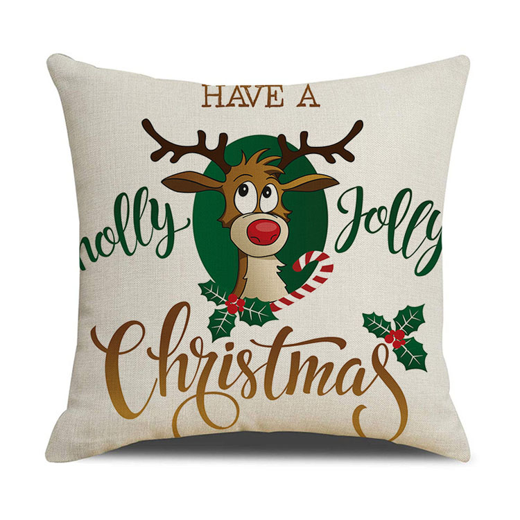 Factory Direct Sale Nordic Home Pillow Custom Snowflake Elk Christmas Tree Digital Printing Cushion Cover