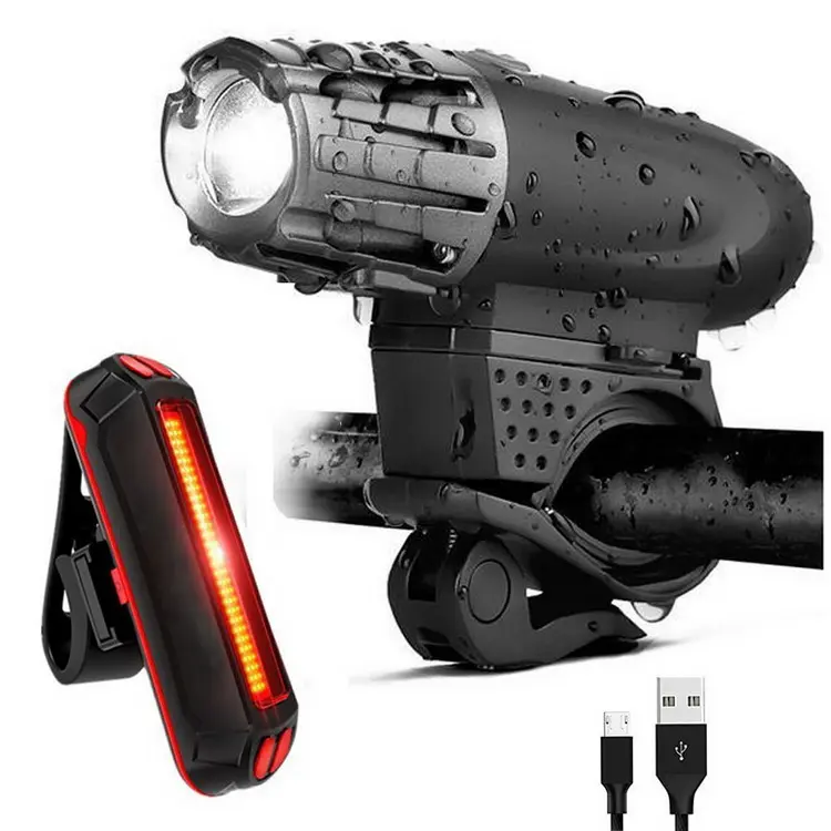 Éclairage LED avant et arrière de vélo étanche, lumière de vélo Rechargeable par USB