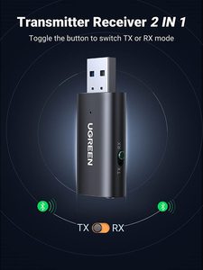 UGREEN蓝牙5.1发射器接收器2合1无线USB蓝牙适配器内置麦克风3.5毫米音频蓝牙加密狗 - Product Image 3