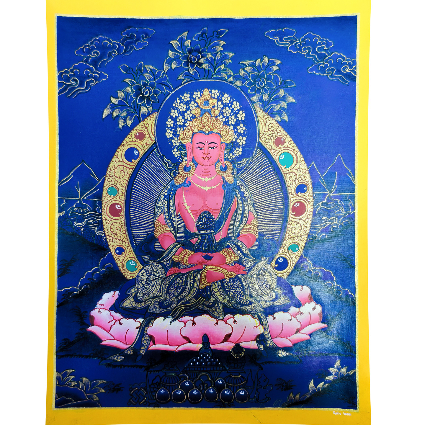 Peinture bouddha longévité tang bleu-coeur 2316