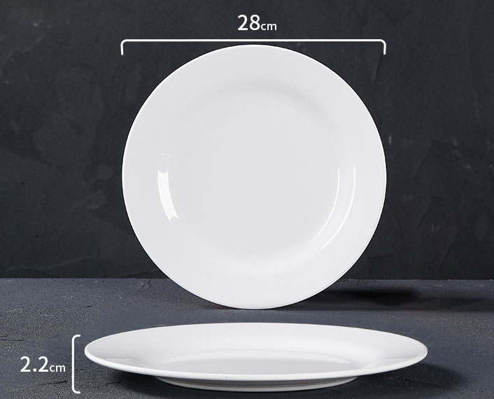 Assiette plate blanche de 11 pouces