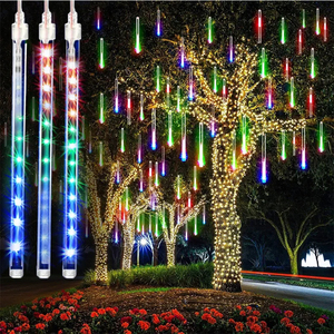 30CM 50CM 80CM Meteor Shower Rain <strong>LED</strong> Fairy String Light 8 Drop Raindrop Snow Falling Light Waterproof Cascading Tree Light - Product Image 2
