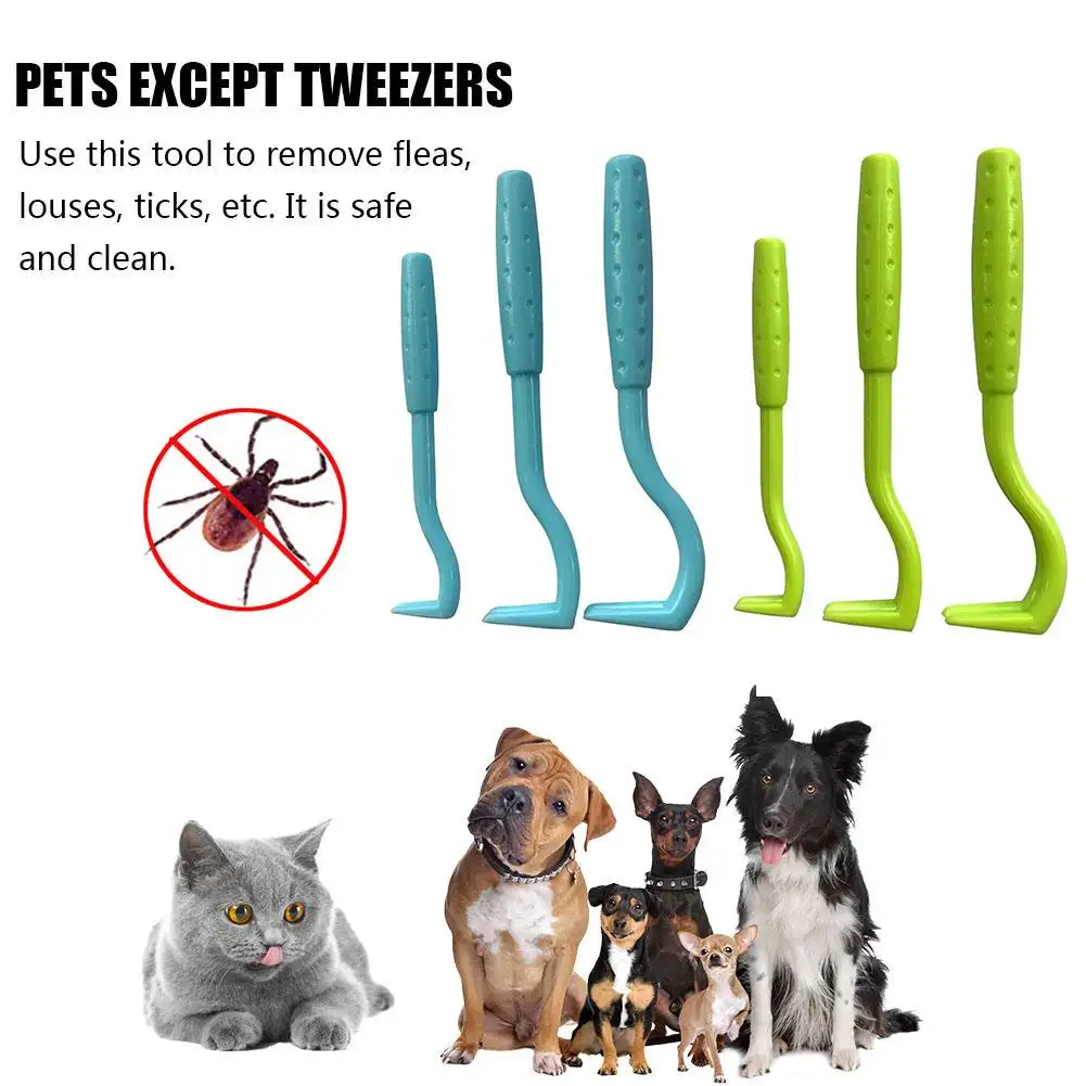 3 pièces crochet dissolvant de puces pince dissolvant de tiques Clip de tiques tirer animal de compagnie chat chien accessoires série outil de tiques acariens extracteur de puces