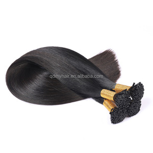 ケラチンスティックIチップヘアエクステンションナチュラルブラックレミー16-24インチストレート0.8G 1G Vチップヘア