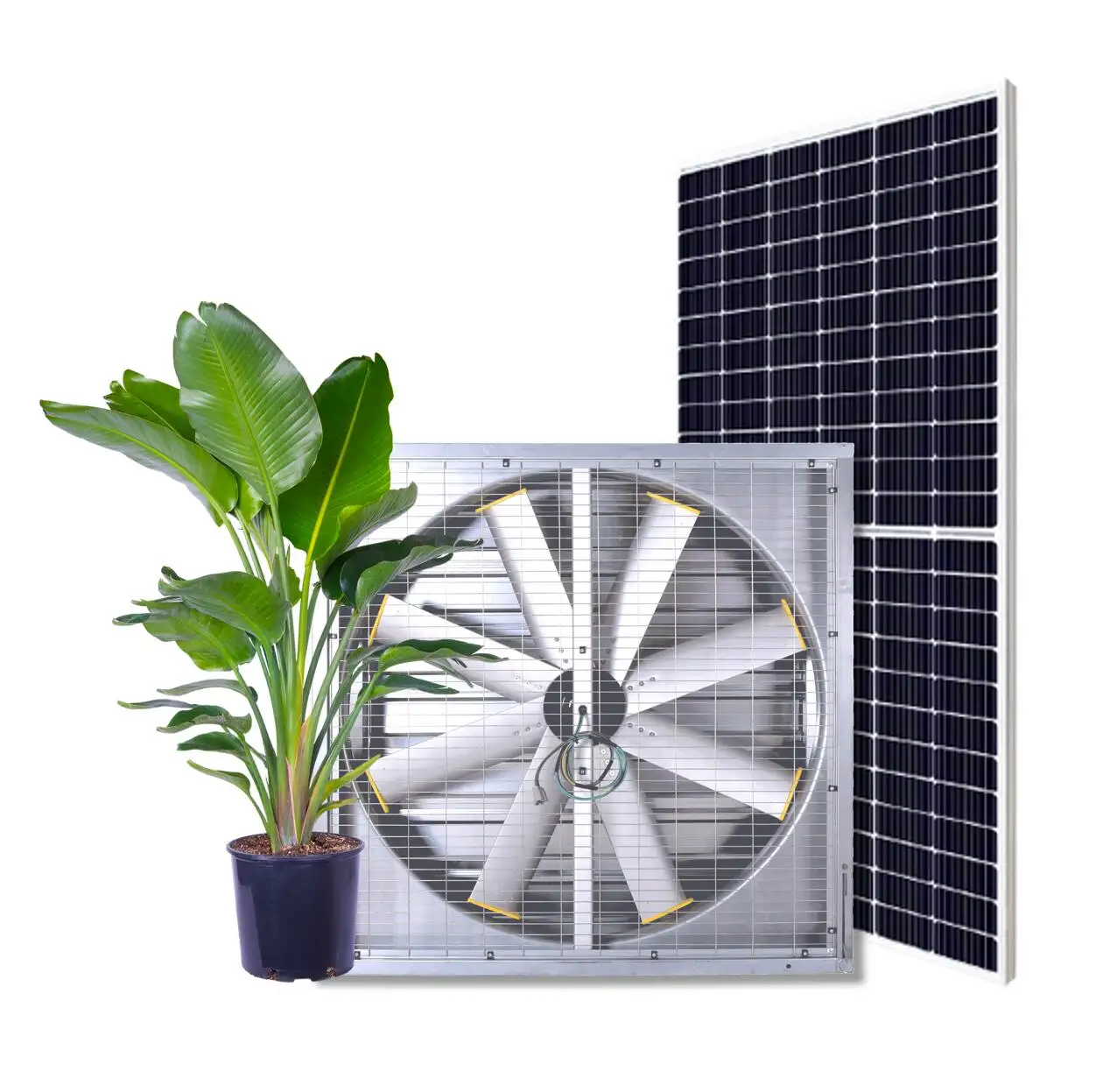 Ventilateur de ventilation solaire de serre vertical 48 pouces, ventilateur d'extraction agricole, ventilateur de circulation d'air mural étanche pour serre
