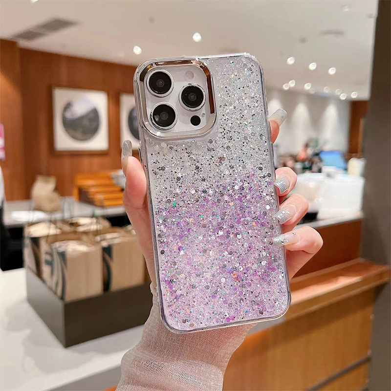 Electroplated Frame - High Glitter Gradient - Silver Purple