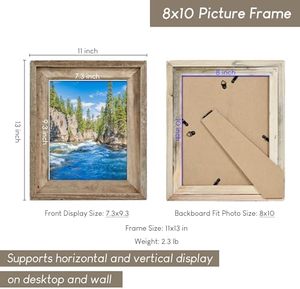 乡村8x10相框，带真玻璃的再生巴恩伍德相框，墙壁和桌面用仿旧天然木框 - Product Image 3