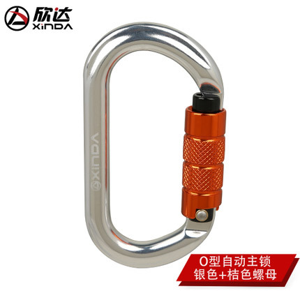 Threaded lock with silver and red nuts