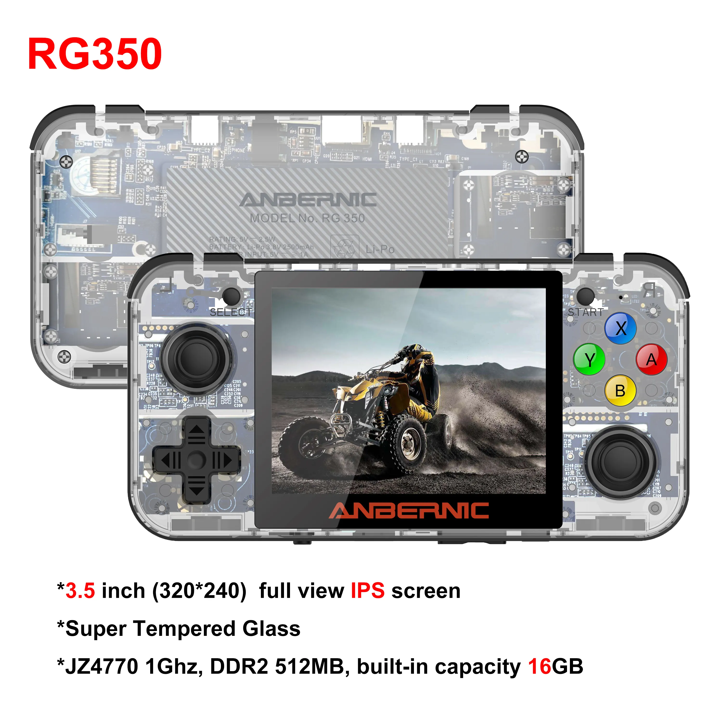 ANBERNIC RG350คอนโซลเกม Retro 3.5นิ้ว IPS หน้าจอมือถือเกม PS1 FBA GB MP3 MP4เกมคอนโซลเครื่องเล่นกล่อง