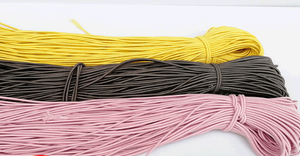 Cuerda elástica con núcleo de látex negro, cuerda elástica trenzada a mano para textiles para el hogar, listas para cuentas de cuerda con etiquetas ropa, zapatos
