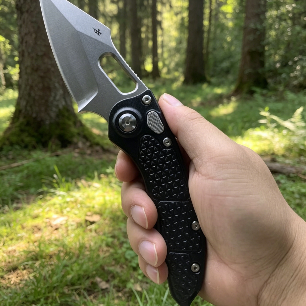 White knife with black handle