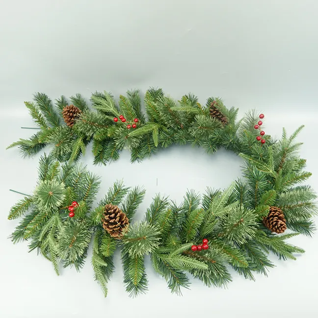 180CM FIR & PINE & PINECONE & BERRY GARLAND PE/PVC MIX LEAF HD9793