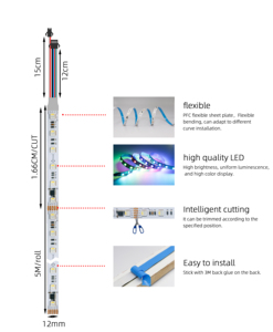 Adressierbarer Streifen Licht DMX512 5050RGBW 60LEDS Pixel Meter DC24V LED flexible programmier bare Streifen Licht - Product Image 4