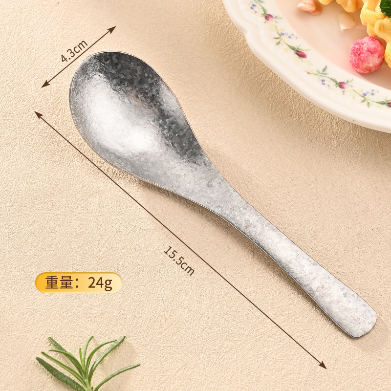 Pure titanium earl spoon large-crystalline silver