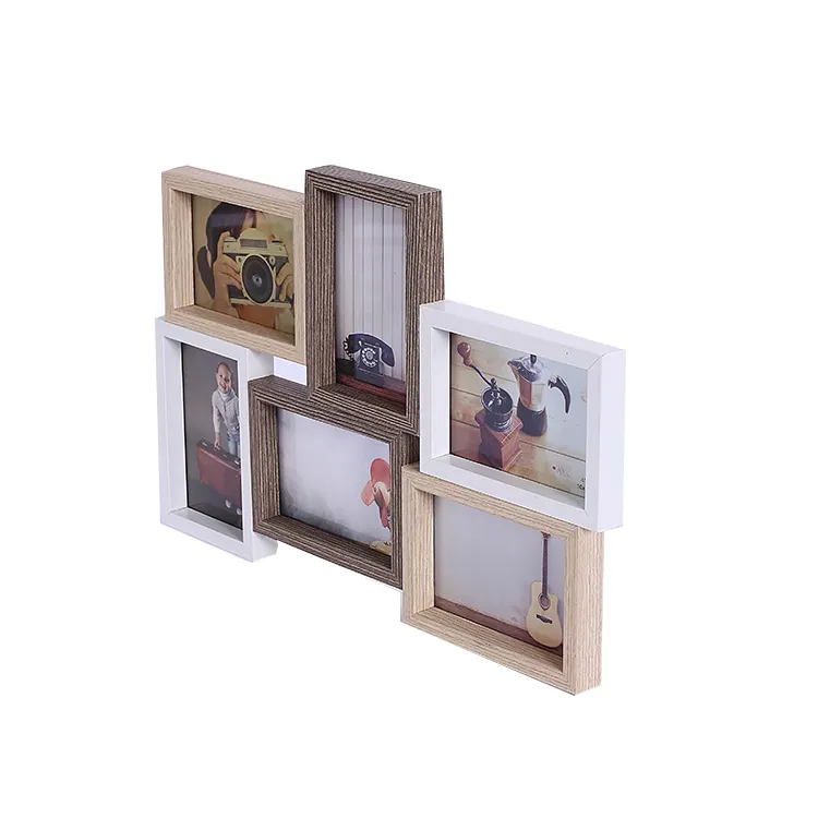 Decoración colgante múltiple para el hogar, 4x6 pulgadas, con 5 marcos de fotos de madera