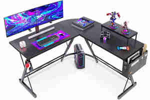 WSZ 220411A Executive Desk OEM-Computers piel tisch Cooles Design PC-Tisch Büro Moderner Empfang L-förmiger Schreibtisch mit 3 Schubladen - Product Image 6