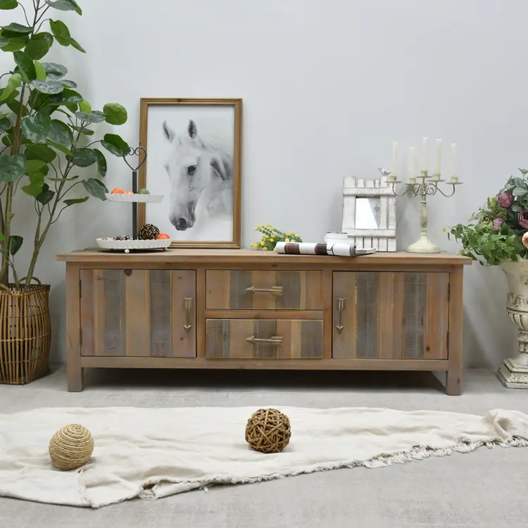 INNOVA Rustic Home Decor Furnishings Handcrafted Old Pine Reclaimed Wood Drawers Meuble TV Stand Cabinet