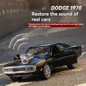 Diecast Model Car 1:24 Charger 1970 with Sound and Light Pullback Metal Car Model <strong>Toys</strong> Ornament Decorate Car Model - Product Image 6