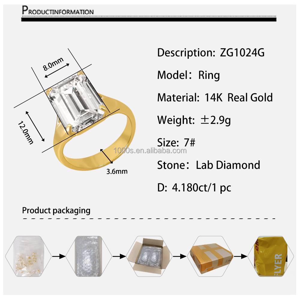 Oro 14K con Diamante Coltivato in Laboratorio ZG1024G