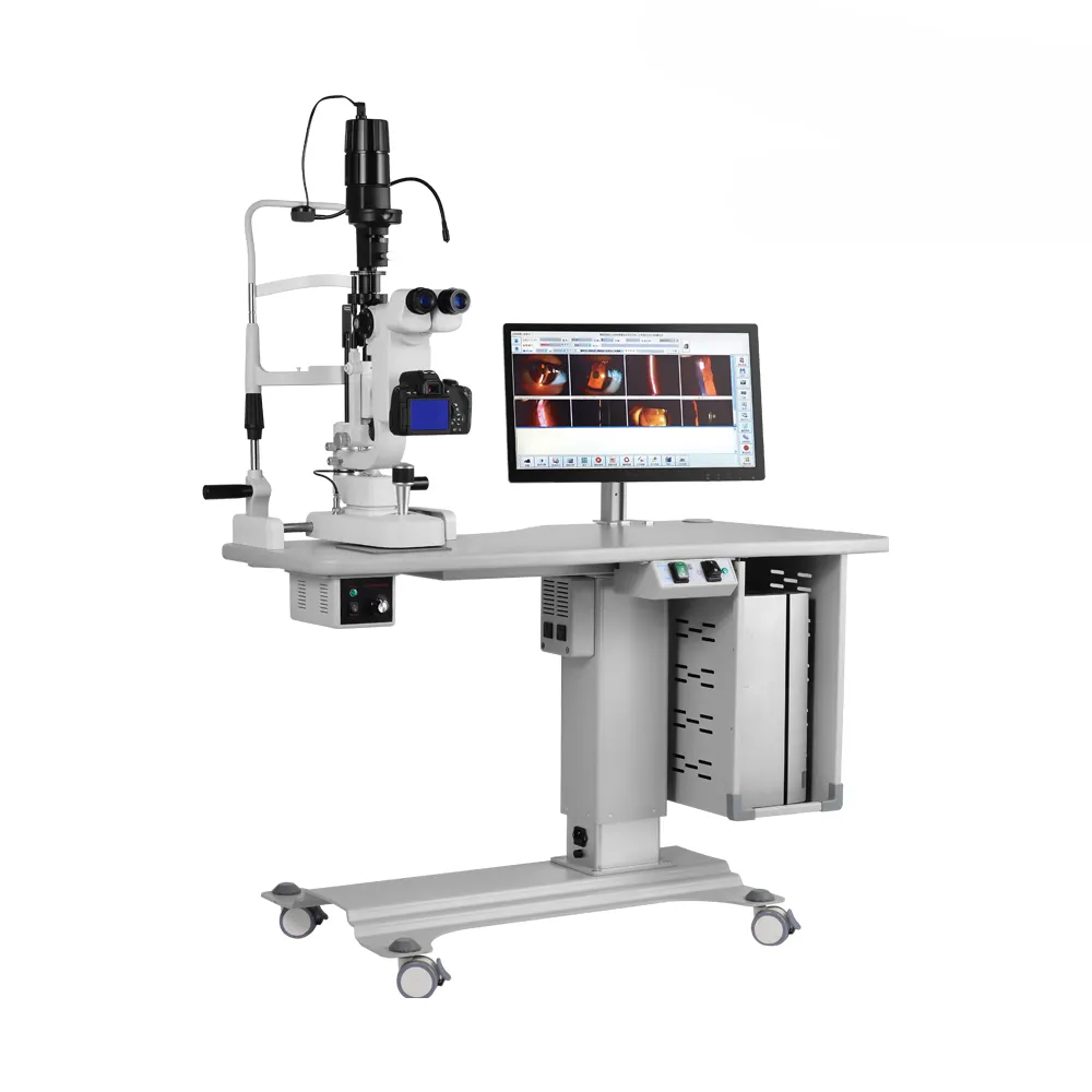 Instrumentos quirúrgicos de oftalmotología, Unidad de silla de mesa para pruebas oculares, microscopio con lámpara de hendidura Digital