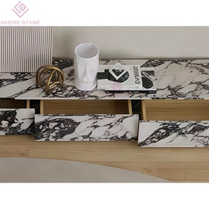 Cao cấp calacatta Viola đá cẩm thạch <span class=keywords><strong>TV</strong></span> giao diện điều khiển treo tường nổi giải trí đơn vị với ngăn kéo <span class=keywords><strong>TV</strong></span> khán đài - Product Image 5