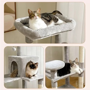 बिल्ली के पेड़ 143 सेमी बहु-स्तरीय ग्रे प्लग बिल्ली फर्नीचर के साथ कंंडो हैममॉक और सिसल खरोंच पोस्ट के साथ - Product Image 3