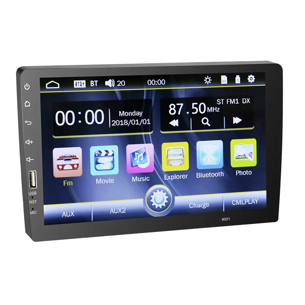 Reproductor multimedia para coche, pantalla táctil de 9 pulgadas, 1 Din, full HD, 1080P, MP5, dvd