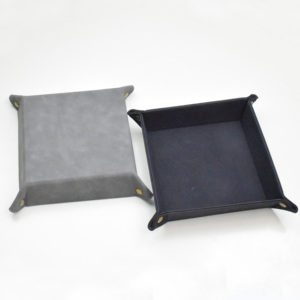 Trang chủ khay trang trí đôi bên gấp tổ chức catchall nâu giả PU Vegan da bảng trường hợp đồng hồ & khay tủ quần áo - Product Image 3