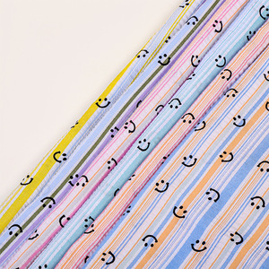 新しいデザインプロのカラーストライプスマイリーフェイスマルチカラーポリエステルプリント生地 - Product Image 1