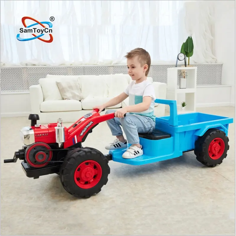 Samtoy-batería de 12V de simulación para niños, 4 ruedas, coches eléctricos para conducir, montar en Tractor
